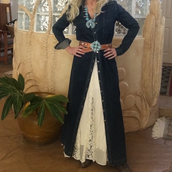 sold   Vintage Denim Maxi dress - Picture 3 of 4